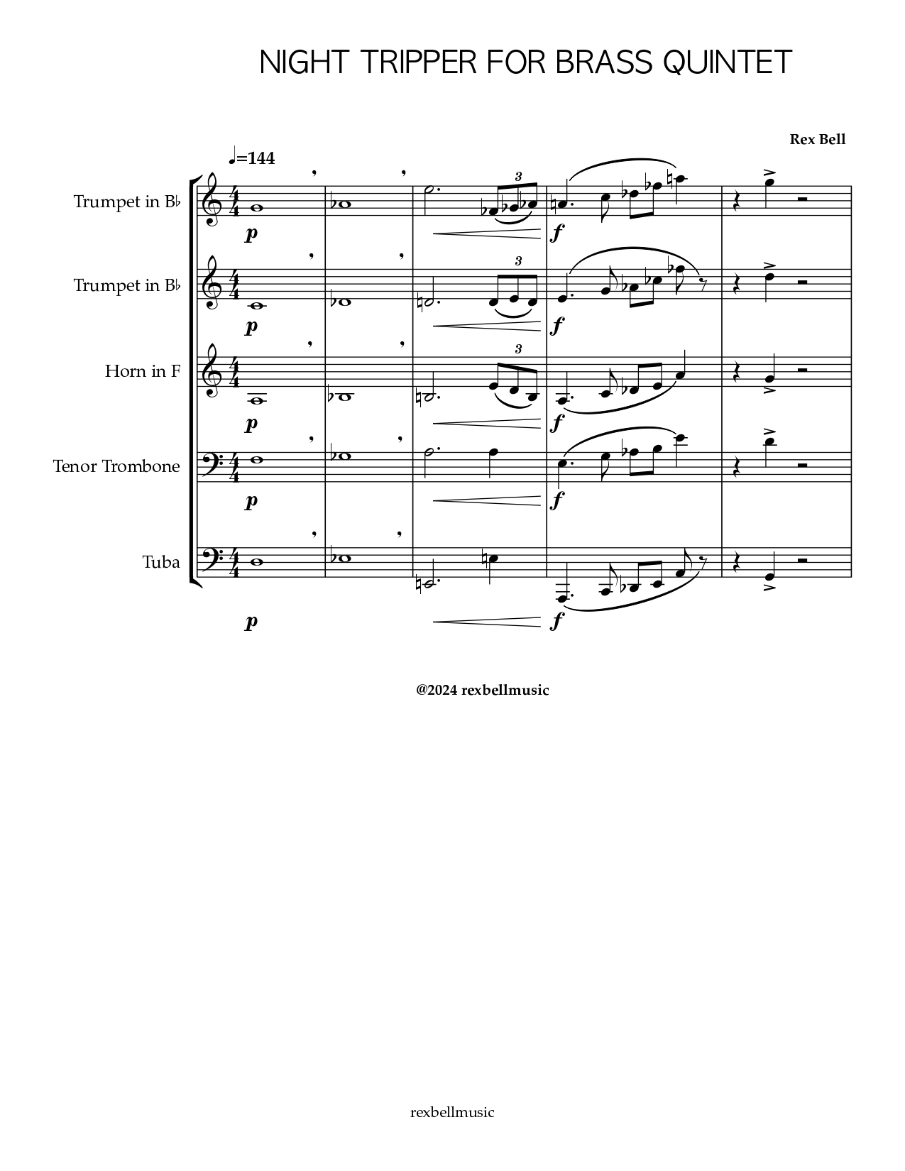 Night Tripper for Brass Quintet